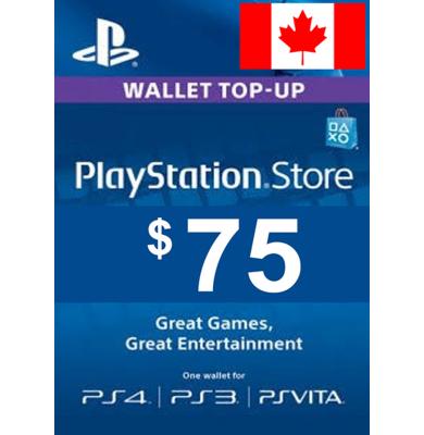 $75 (CAD) - PlayStation Gift Card | Canada